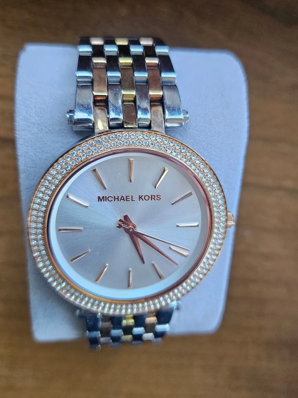 Michael Kors Light MOP Dial Two-Tone Crystal Bezel Watch